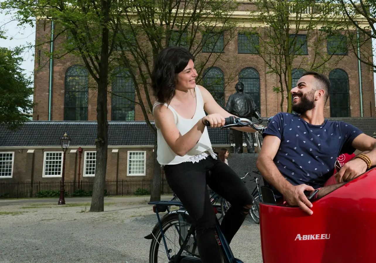 Two customers enjoying their private bike tour