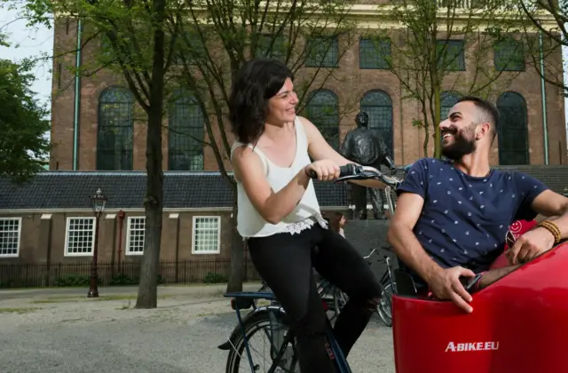 Two customers enjoying their private bike tour